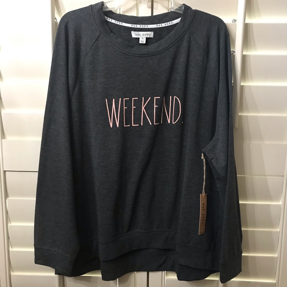 Rae Dunn Weekend Long Sleeve Sweater 2X